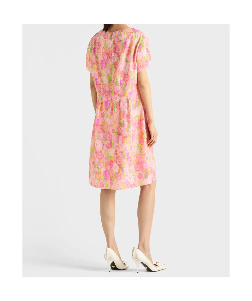 Prada Floral-Printed Short-Sleeved Dress