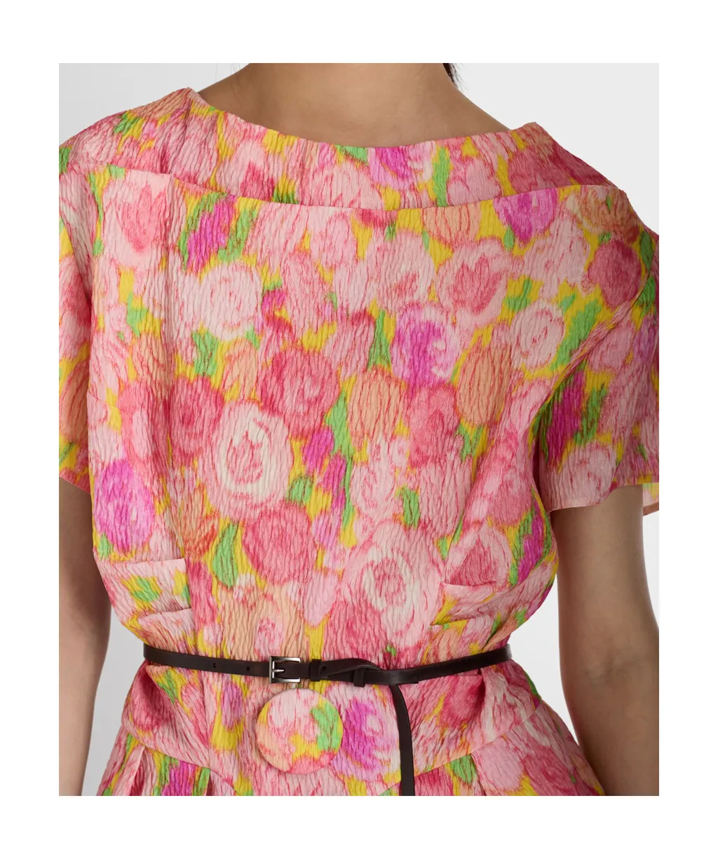 Prada Floral-Printed Short-Sleeved Dress
