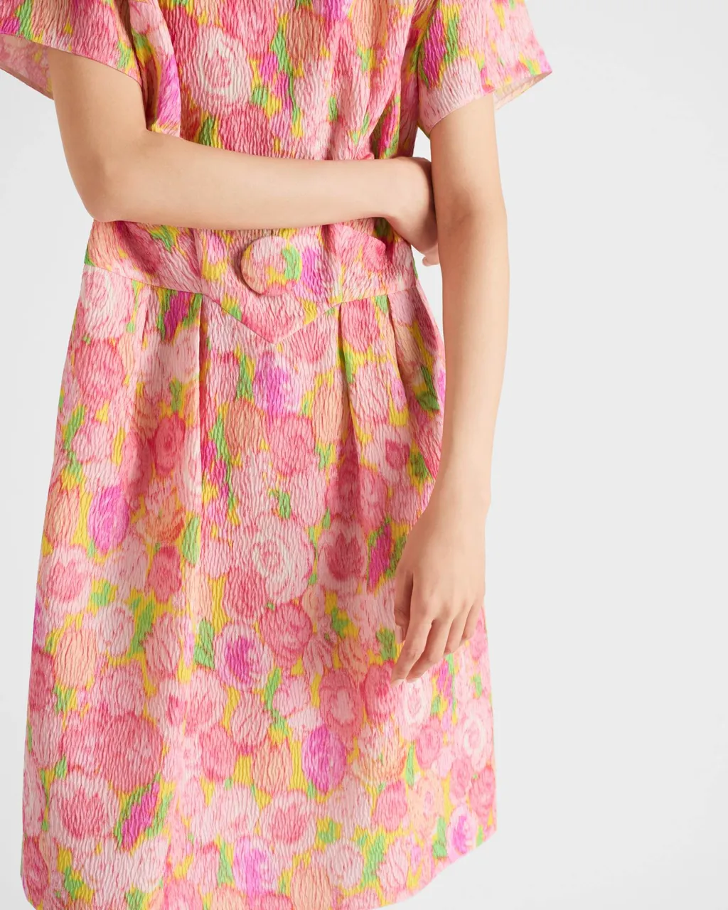 Prada Floral-Printed Short-Sleeved Dress