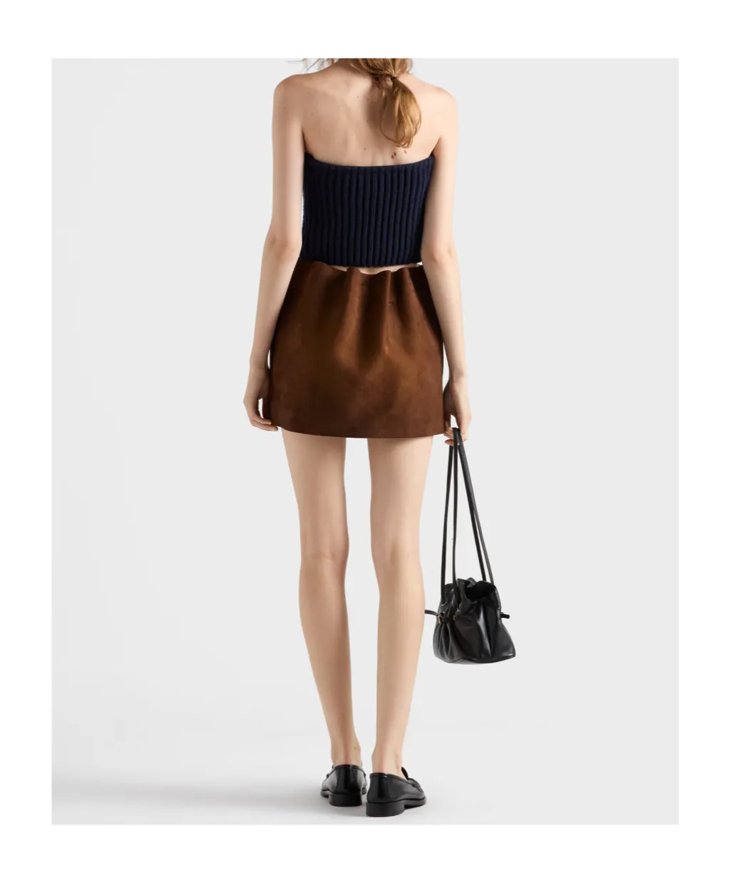 Prada Elasticated-Waistband Mini Skirt