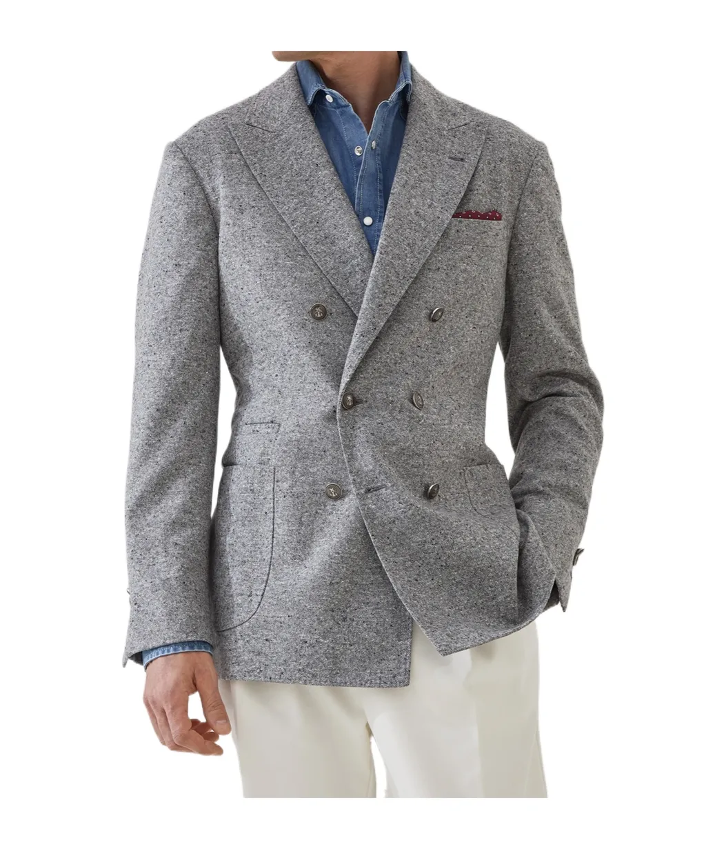 Brunello Cucinelli Grisaille One-And-A-Half Breasted Deconstructed Blazer