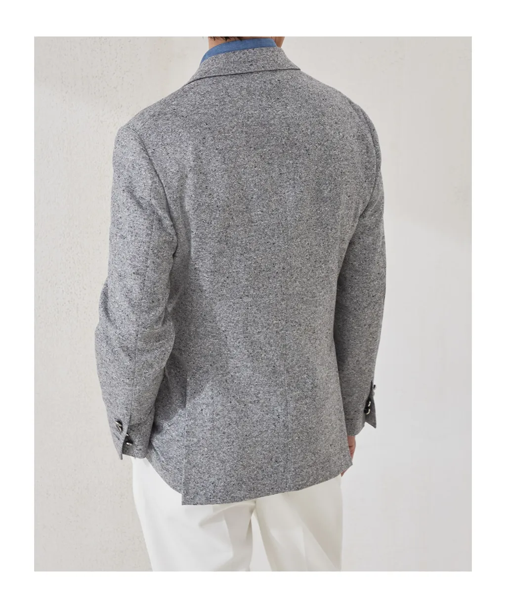 Brunello Cucinelli Grisaille One-And-A-Half Breasted Deconstructed Blazer