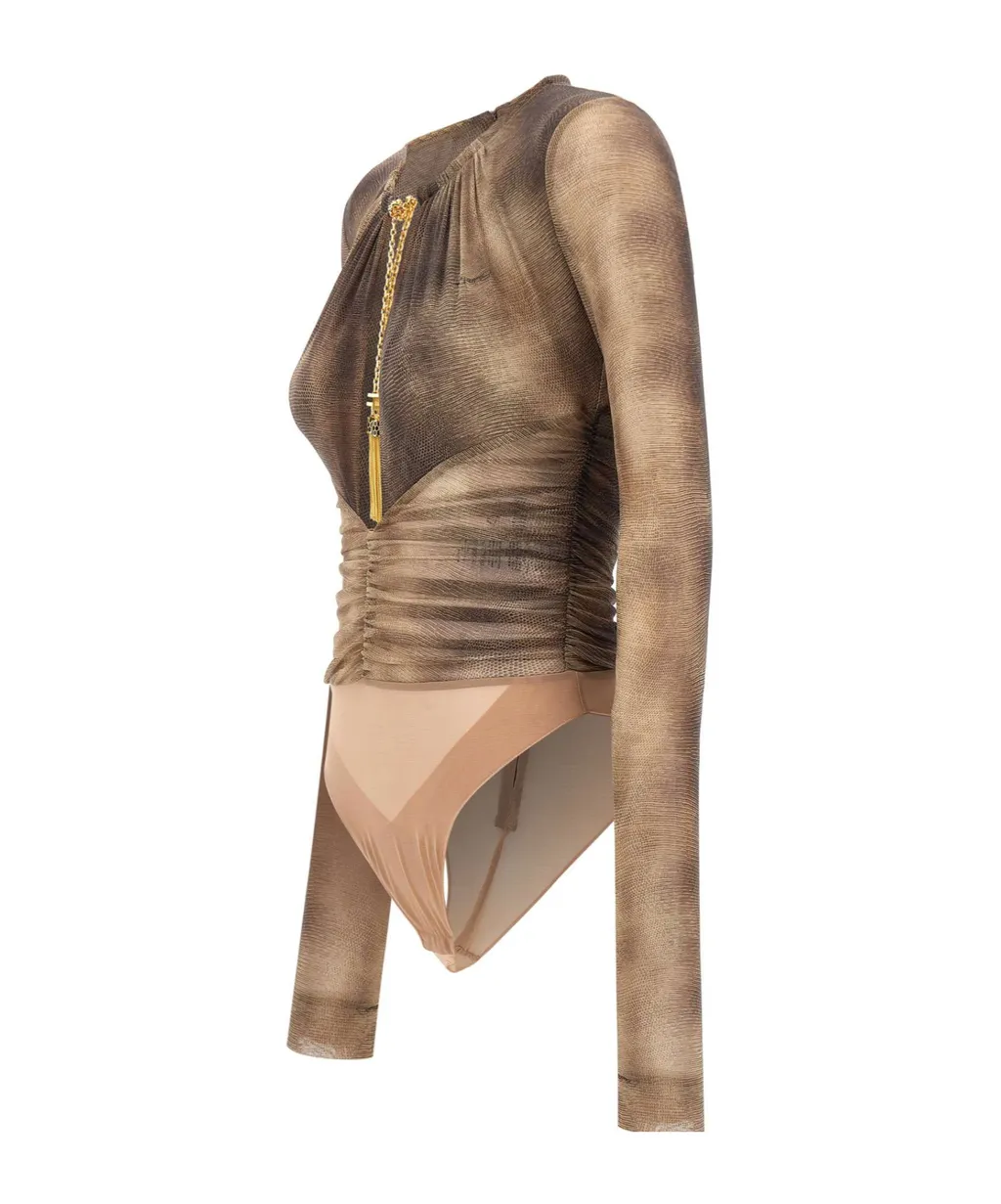 Elisabetta Franchi Printed Necklace Bodysuit
