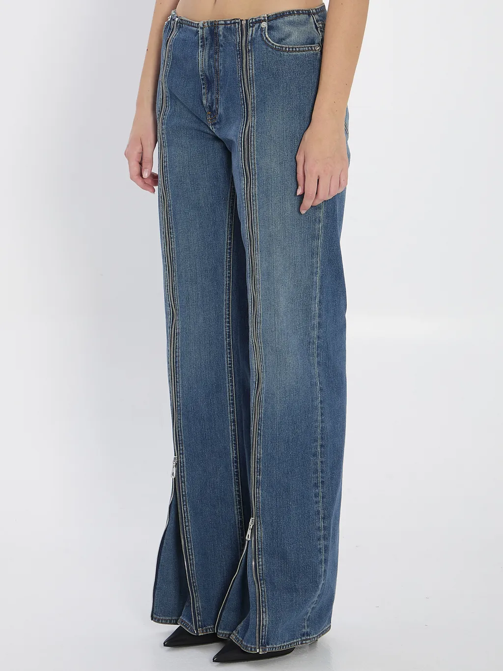 Denim Front Zipped Trousers