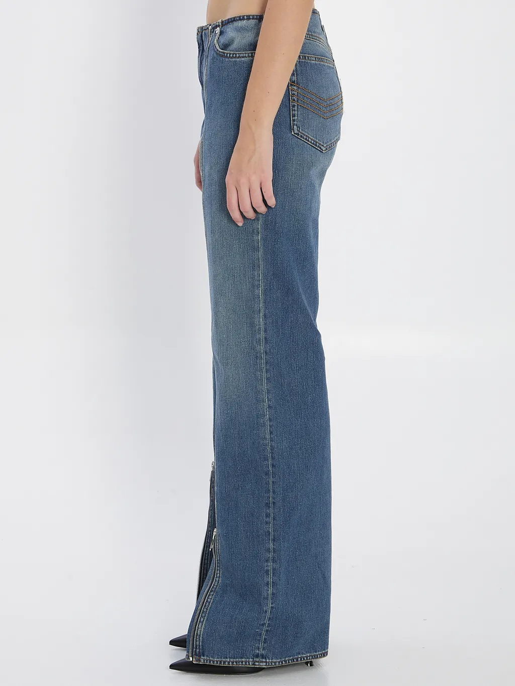 Denim Front Zipped Trousers