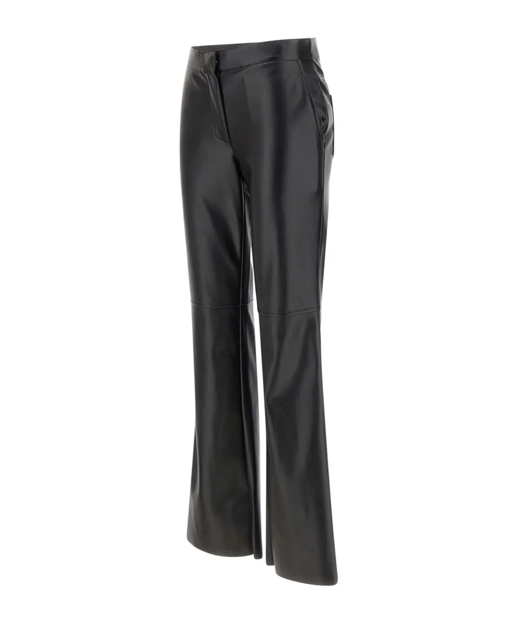 Faux-Leather Flared Trousers