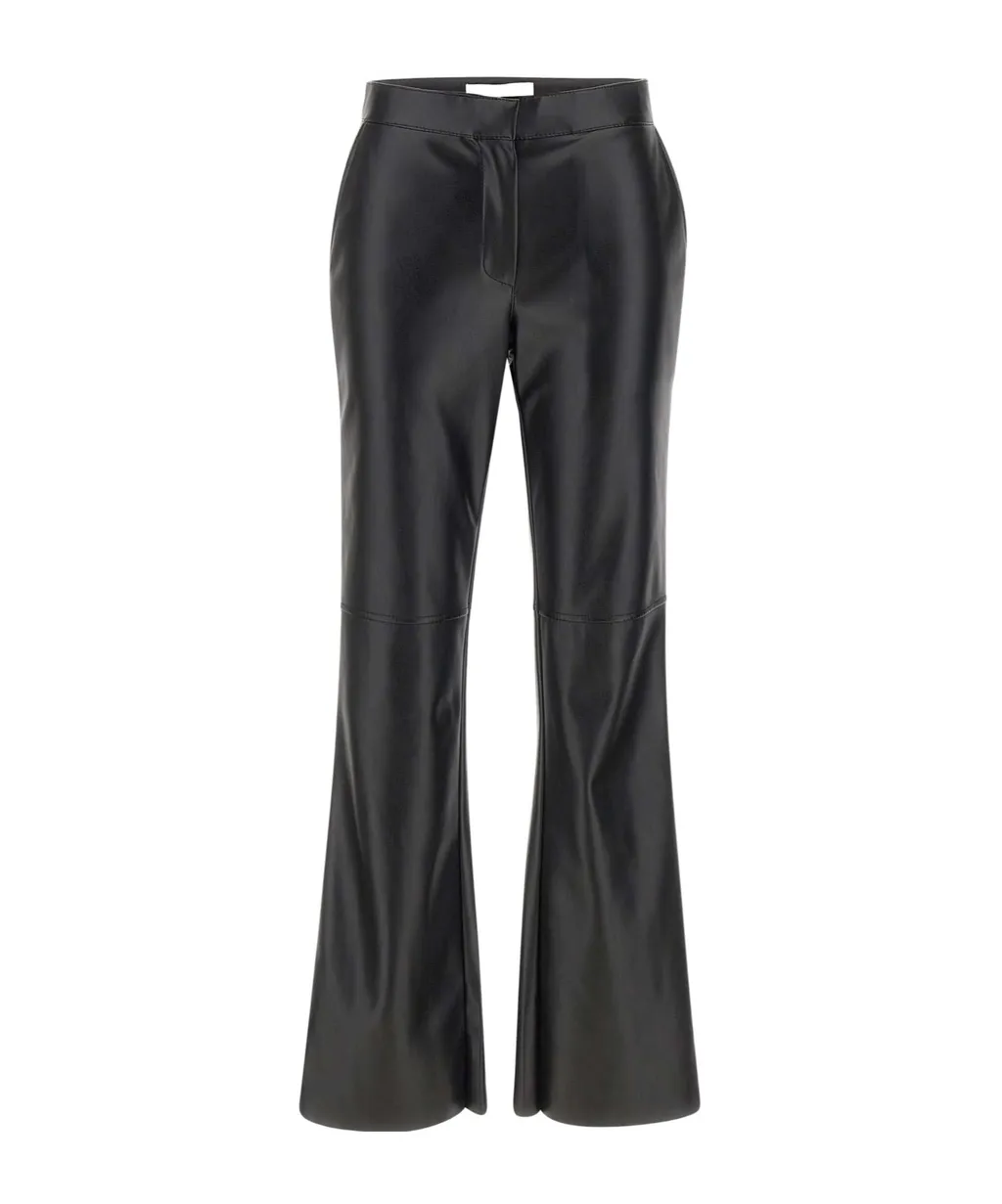 Faux-Leather Flared Trousers