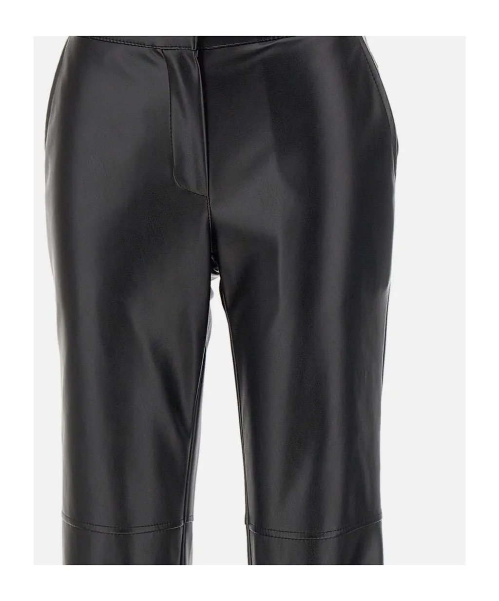 Faux-Leather Flared Trousers