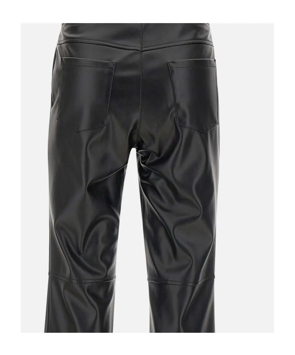 Faux-Leather Flared Trousers