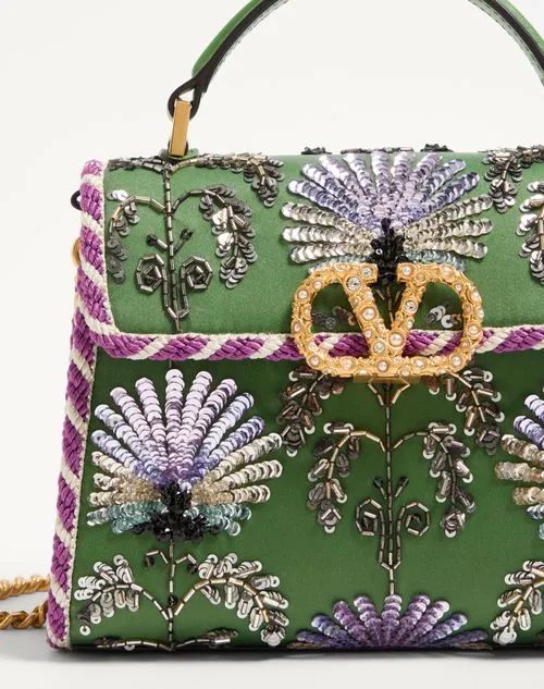Valentino Garavani Mini Vsling Embroidered Handbag With Jewel Logo
