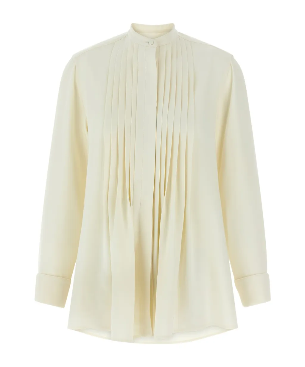 Brioni Long-Sleeved Pleated Plastron Shirt
