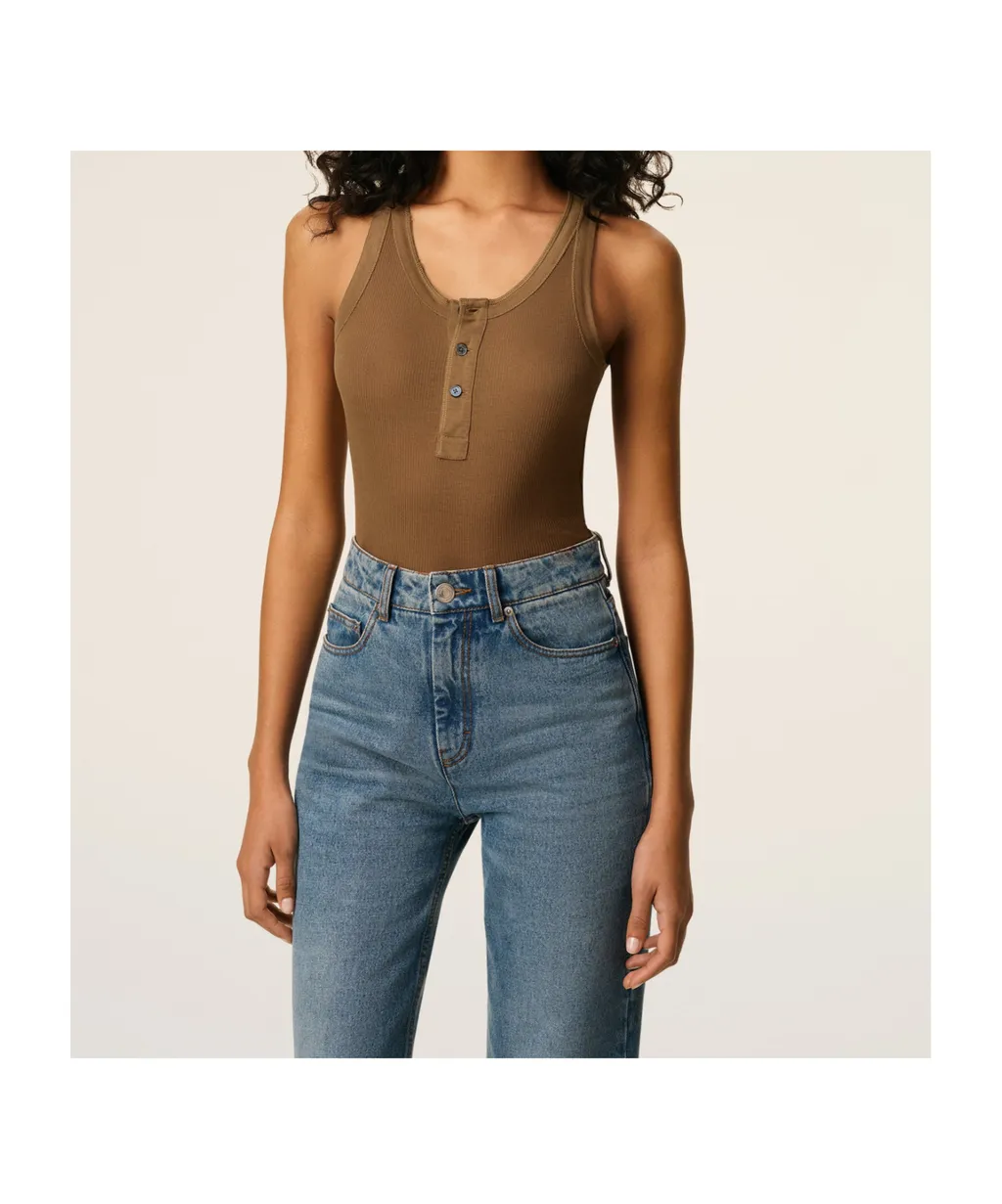 Ami Paris Sleeveless Ribbed Knit Tank Top