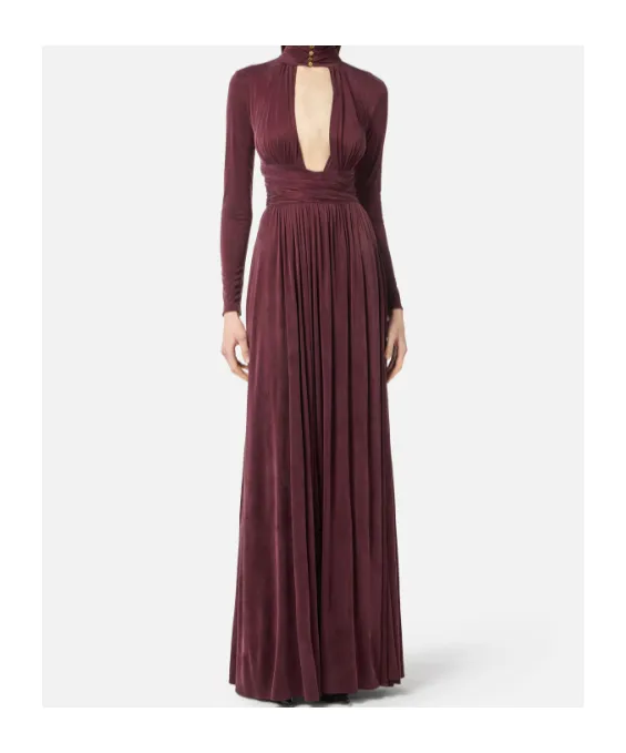 Key-Hole Mock-Neck Maxi Dress