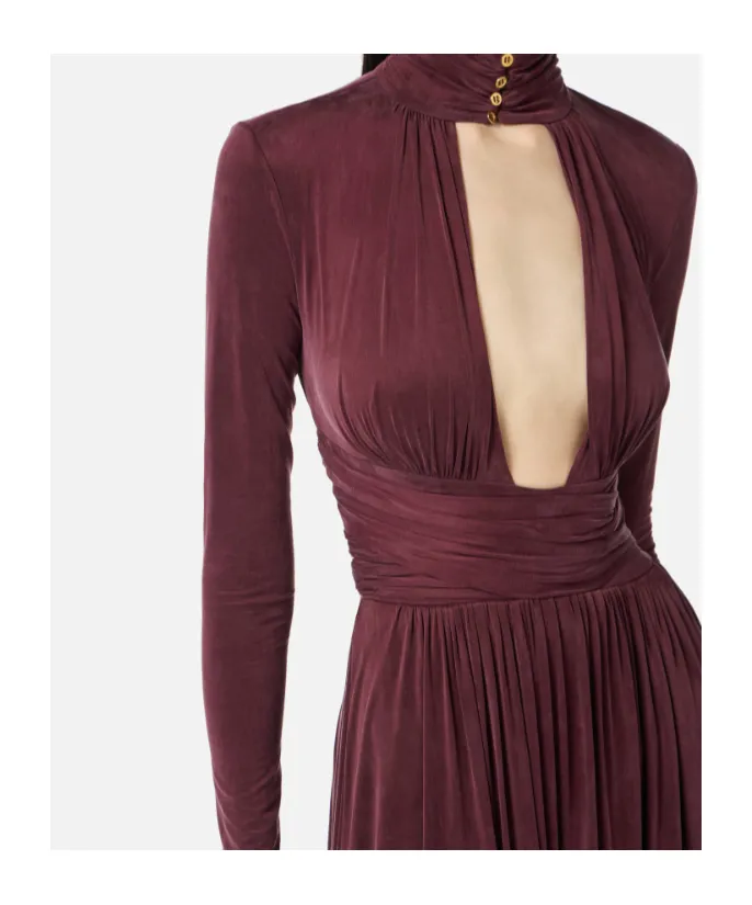 Key-Hole Mock-Neck Maxi Dress