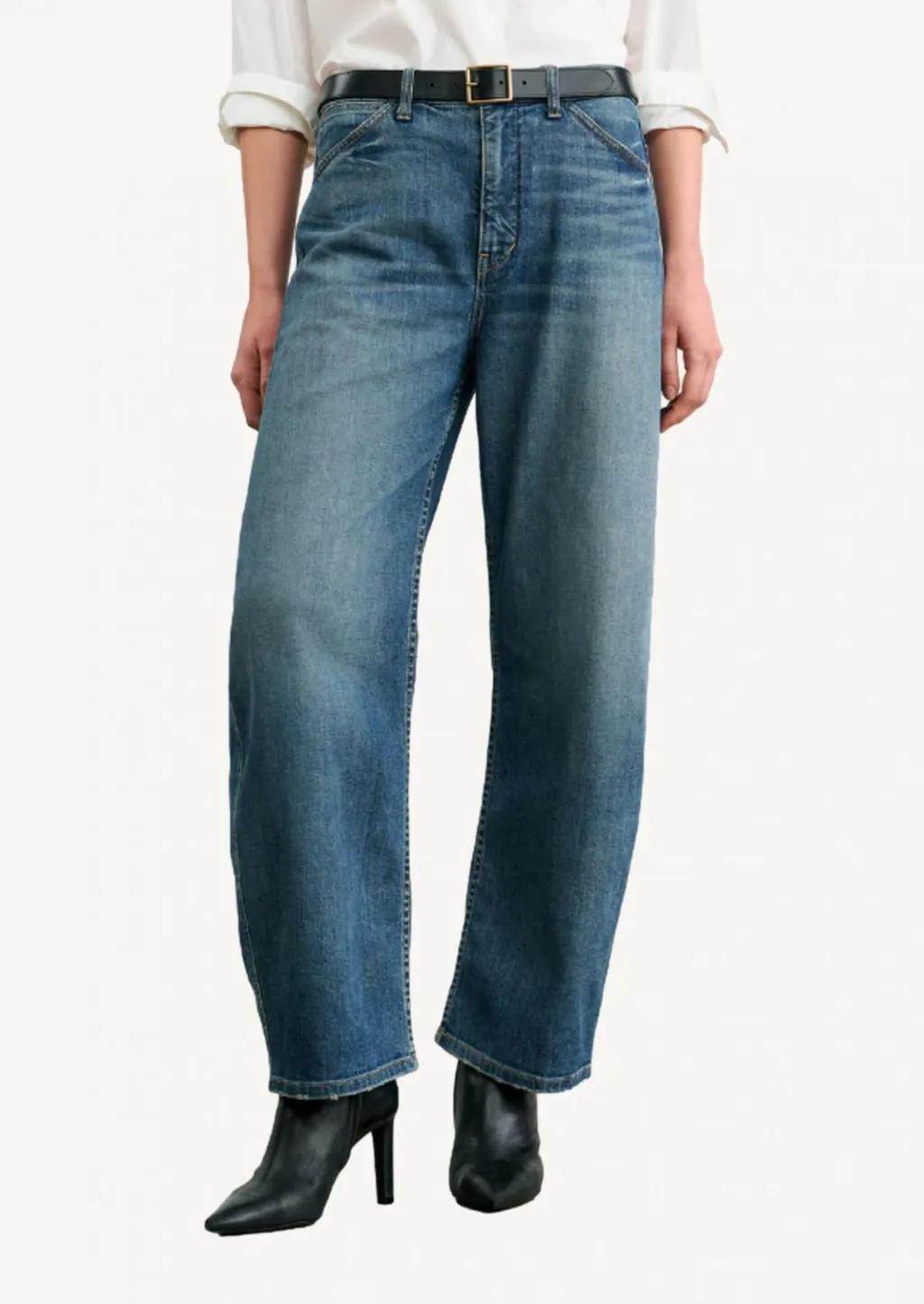 Belt-Lined Denim Trousers