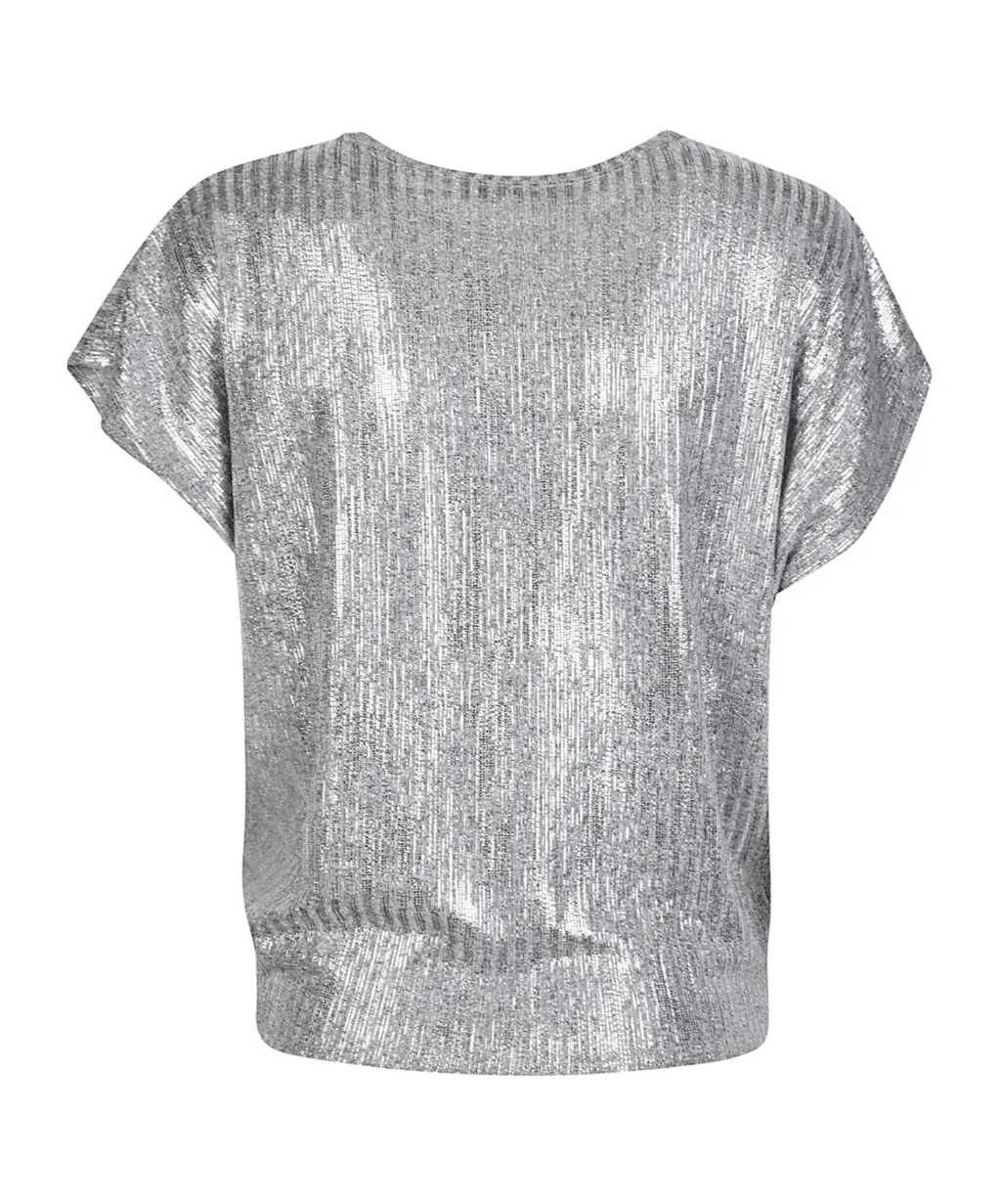 Metallic Ribbed Top