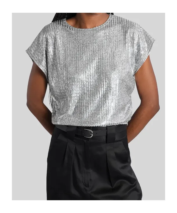 Metallic Ribbed Top
