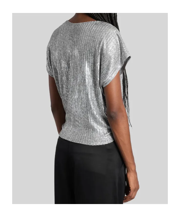 Metallic Ribbed Top