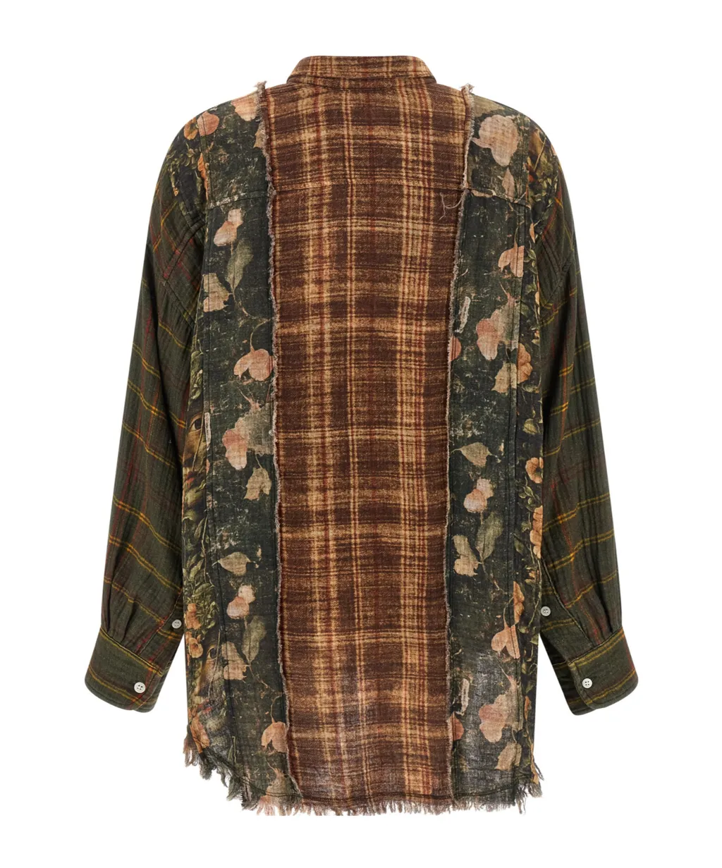 R13 Drop Shoulder Oversized Patchwork Shirt