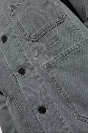 Corduroy-Collar Denim Shirt Jacket