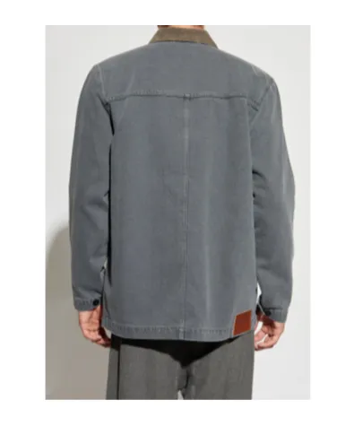 Corduroy-Collar Denim Shirt Jacket