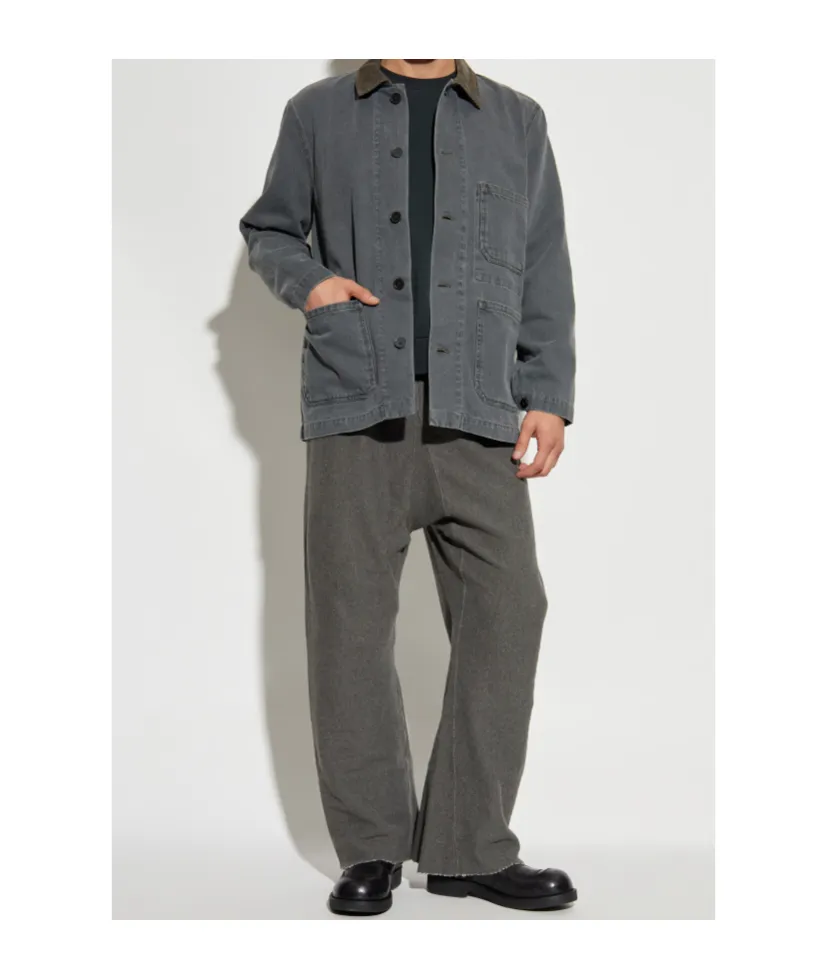 Corduroy-Collar Denim Shirt Jacket
