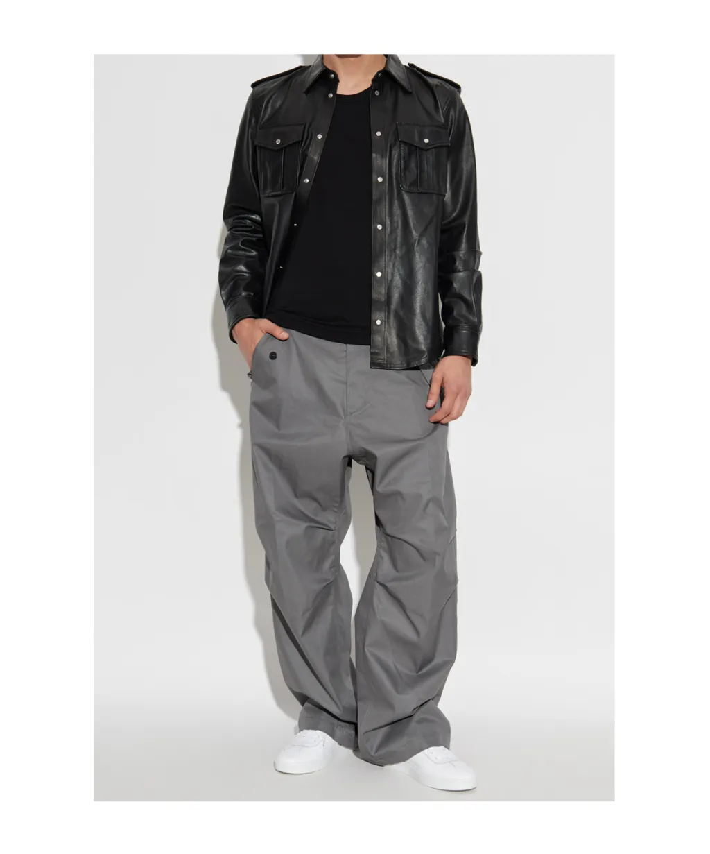 Dsquared2 Chest Pocket Leather Shirt