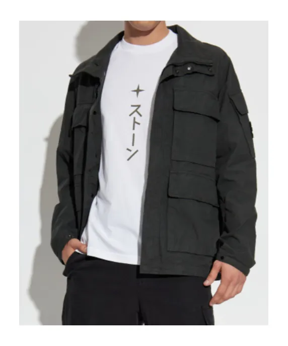 Stone Island Logo Patch Zip-Up Jacket
