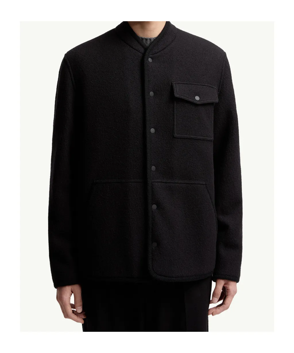Moncler Logo Patch Button-Up Shirt Jacket