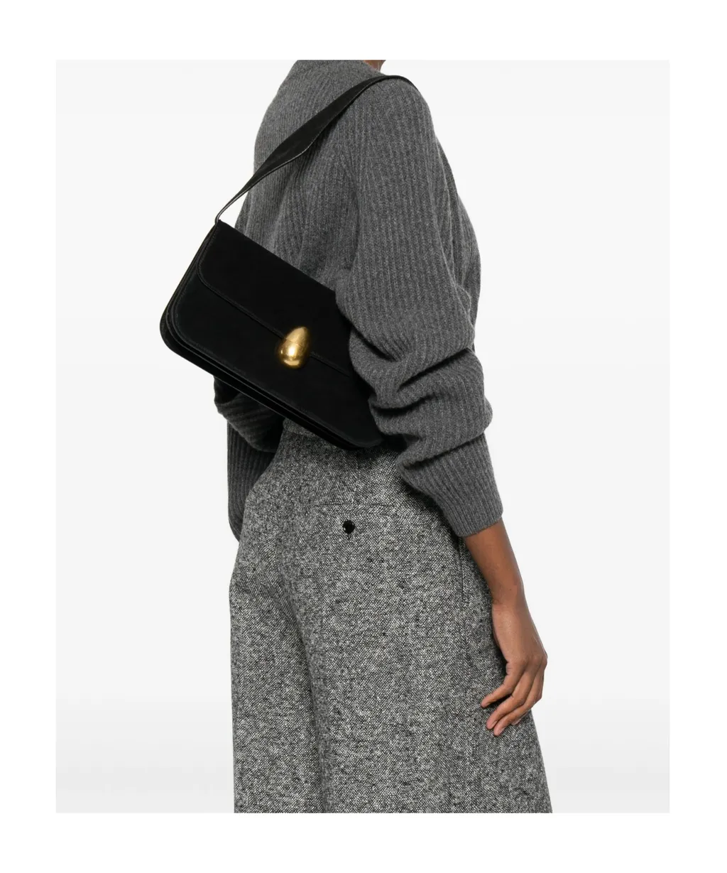 Neous Clasp-Fastening Suede Shoulder Bag