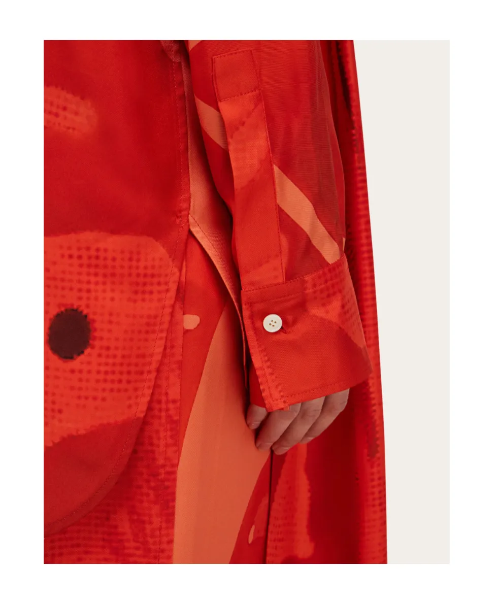 Fish Print Silk Shirt With Sash
