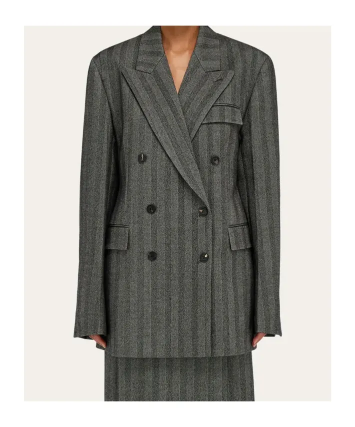 Ferragamo Oversized Double Breasted Chevron Blazer