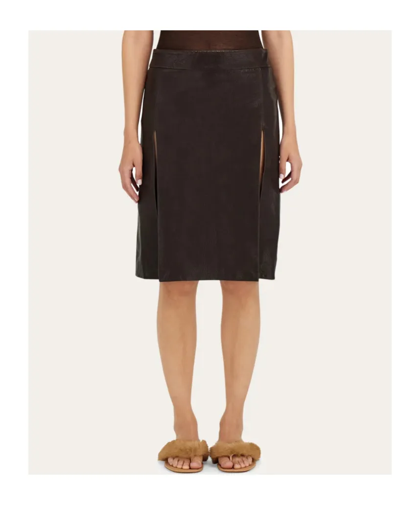 Midi Leather Skirt