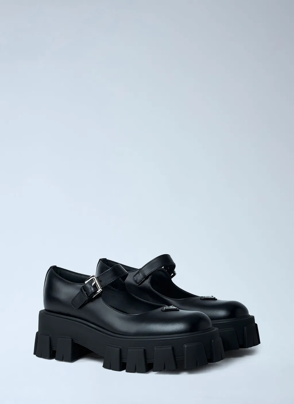 Leather Logo Plaque Platform Flats