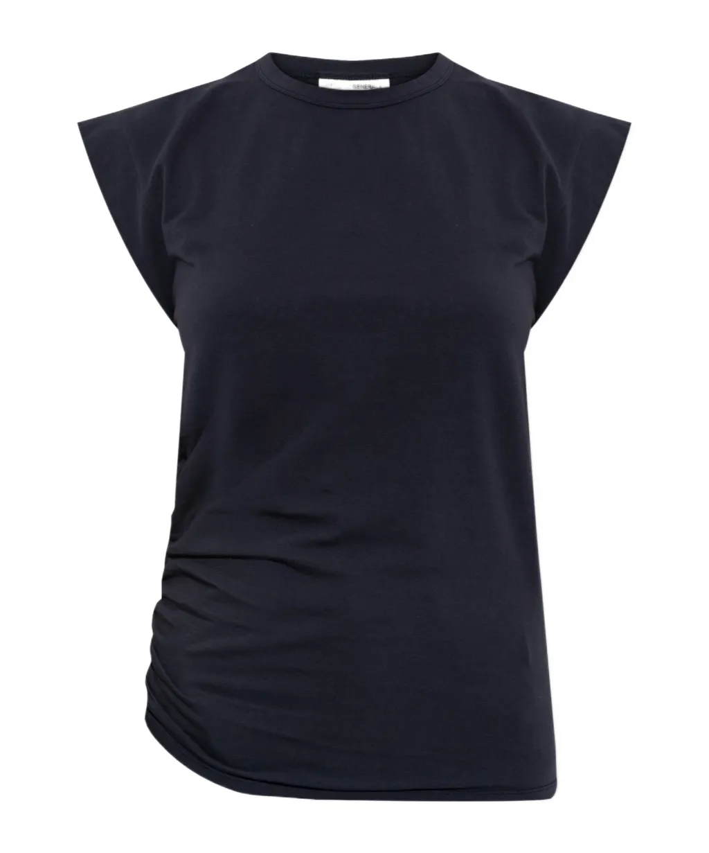 Gathered Cotton T-Shirt
