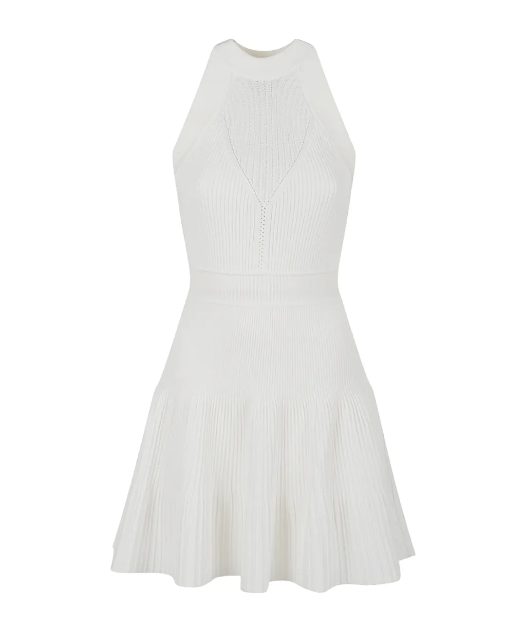 Sleeveless Flared Openwork Knit Dress