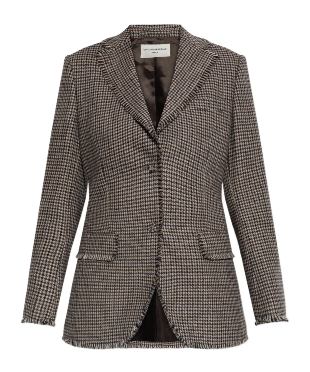 Houndstooth Single-Breasted Blazer