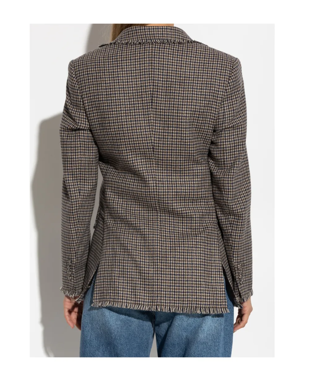 Houndstooth Single-Breasted Blazer