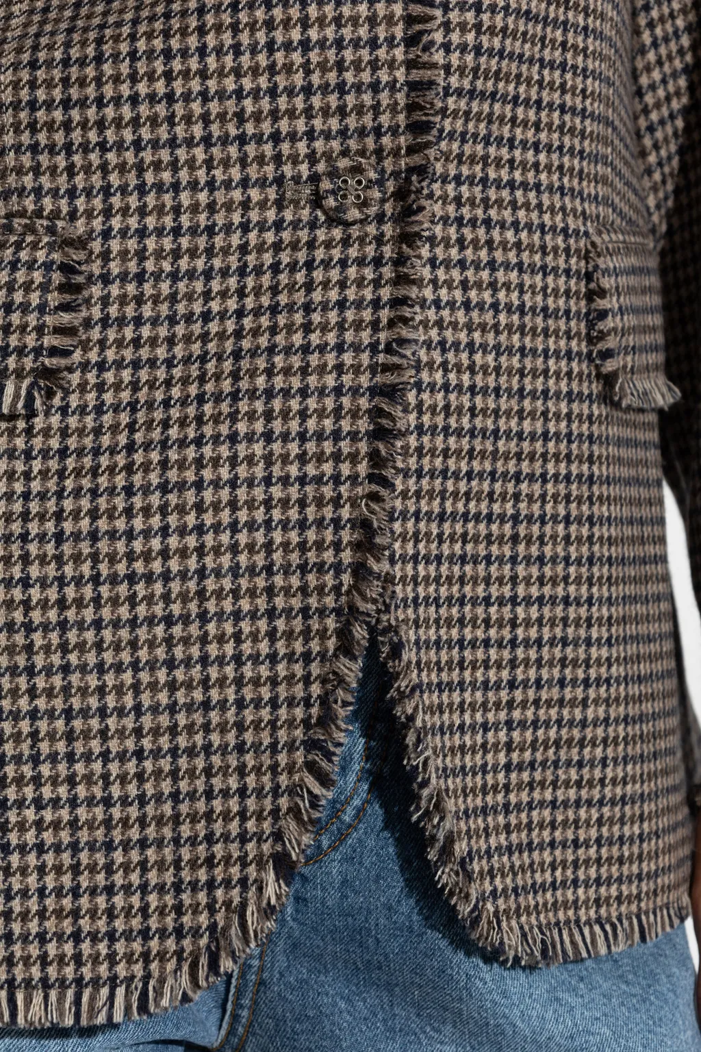 Houndstooth Single-Breasted Blazer
