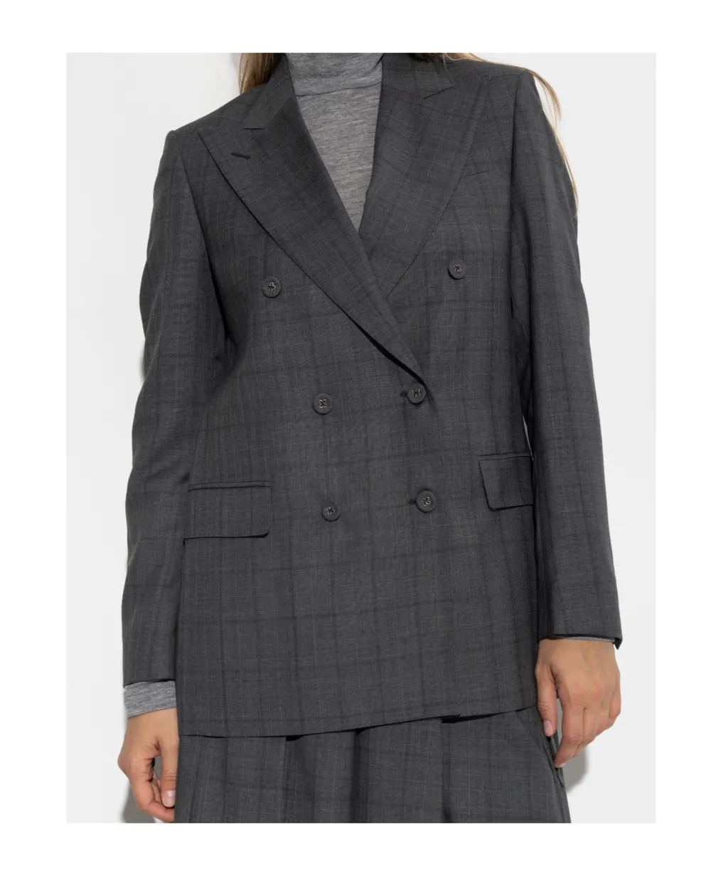 Double-Breasted Checked Blazer