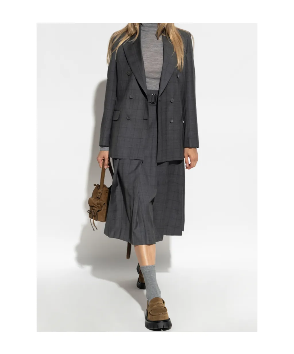 Double-Breasted Checked Blazer