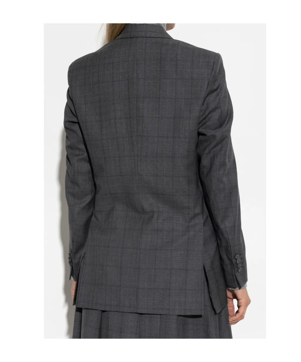 Double-Breasted Checked Blazer