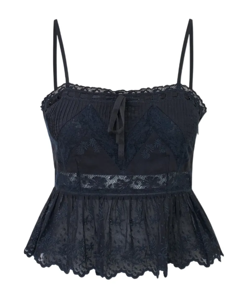 Loveshackfancy Rowina Lace Peplum Top
