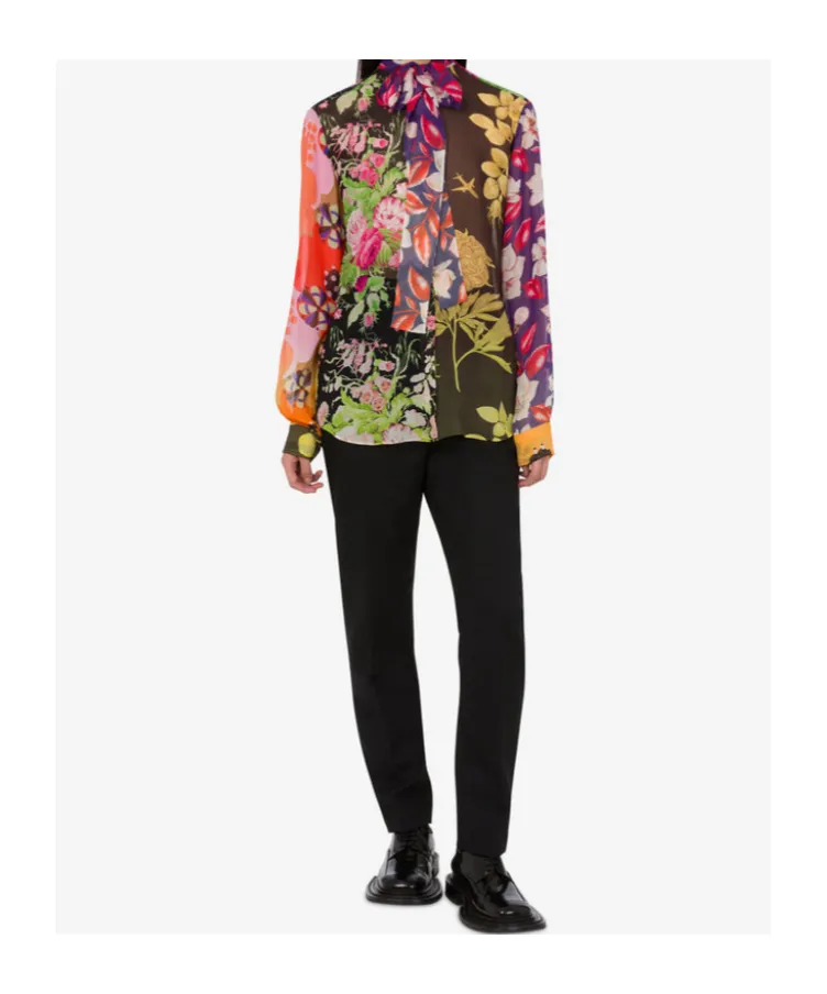 Floral-Print Silk Blouse