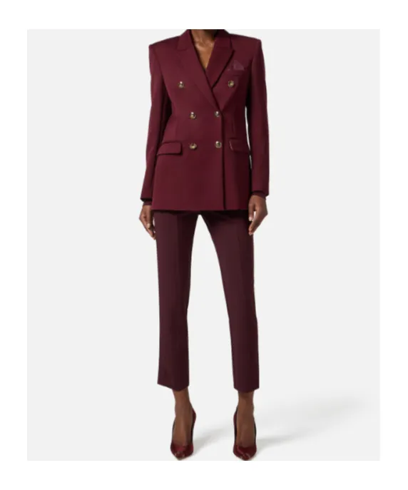 Jewel-Button Double-Breasted Jacket