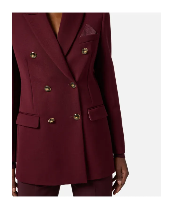 Jewel-Button Double-Breasted Jacket