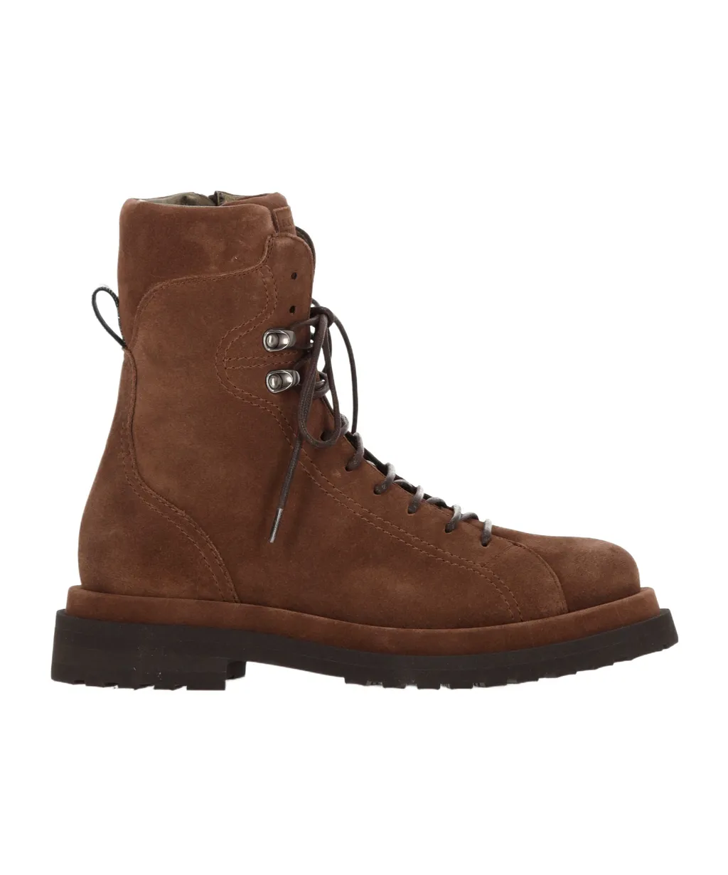 Brunello Cucinelli Round Toe Lace-Up Boots