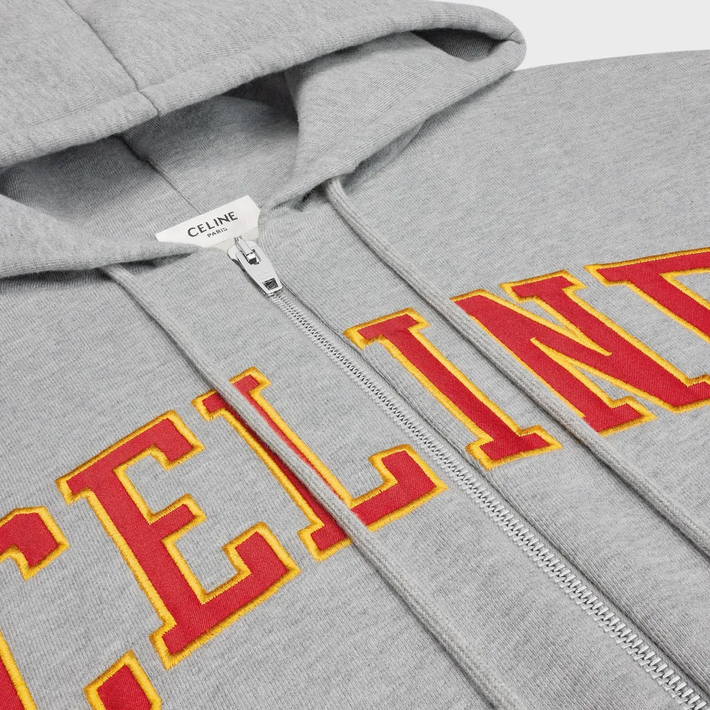Loose Zip Up Hoodie In Cotton Fleece