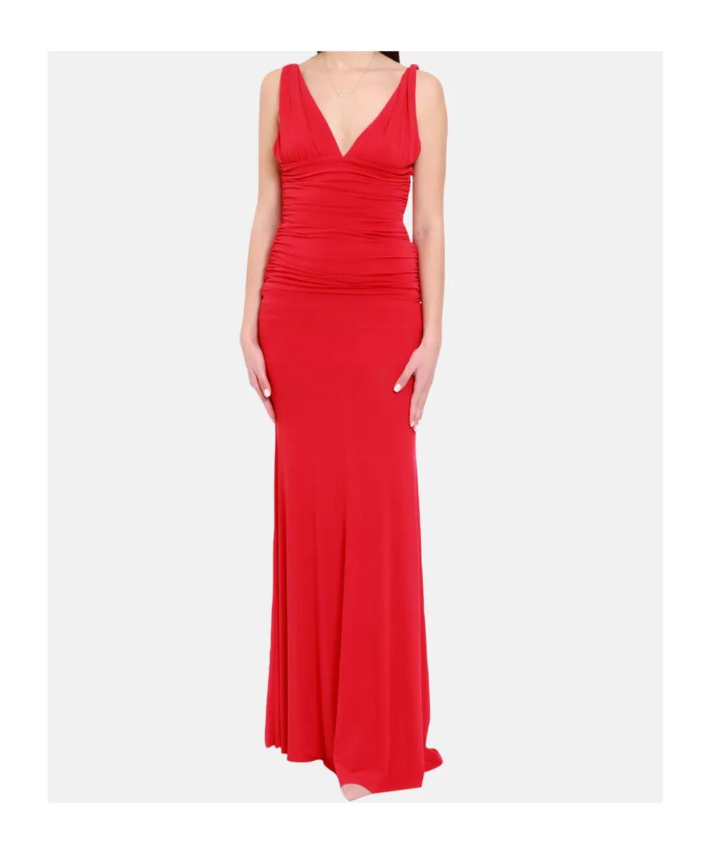 Pleated Detail Long Dress