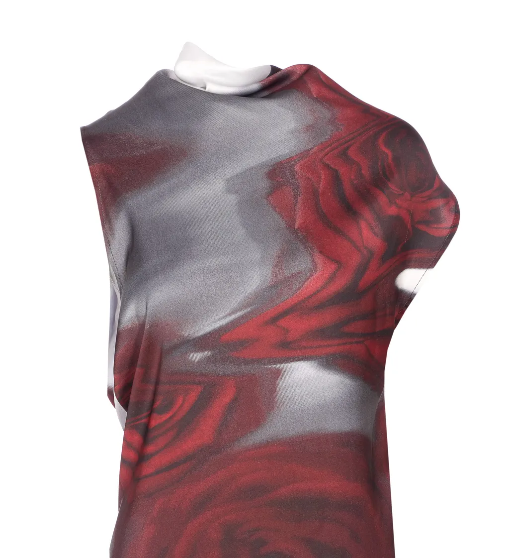 Jean Paul Gaultier Rose Printed Draped Dress